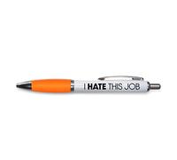 Tongue in Peach Funny Novelty Push Pen Gift - Ballpoint Pens - I Hate This Job - Funny Office Gift - Funny Joke Stationary - ORANGE - PP153