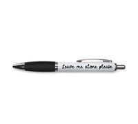Tongue in Peach Funny Novelty Push Pen Gift - Ballpoint Pens - Leave Me Alone Please - Funny Office Gift - Funny Joke Stationary - BLACK - PP155