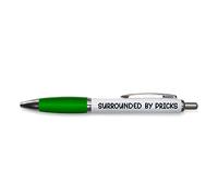 Tongue in Peach Funny Novelty Push Pen Gift | Ballpoint Pens | Surrounded By P | Funny Joke Stationary | GREEN - PP144