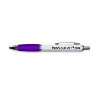 Tongue in Peach Funny Novelty Push Pen Gift | Ballpoint Pens Work Colleague Leaving Work Present | Fresh Out Of F | Funny Joke Stationary | PURPLE PP74