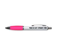 Tongue in Peach Funny Novelty Push Pen Gift | Ballpoint Pens Work Colleague Leaving Work Present | This Is My Stabby Pen | Funny Joke Stationary | PINK PP61