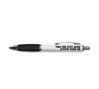 Tongue in Peach Funny Novelty Push Pen Gift | Ballpoint Pens Work Colleague Leaving Work Present | This Pen Gets More Action Than Me | Joke Stationary | BLACK PP36