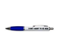 Tongue in Peach Funny Novelty Push Pen Gift | Work Ballpoint Pens Work Colleague Leaving Work Present | I Don't Want To Be Here | Funny Joke Stationary | BLUE PP4