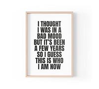 Tongue in Peach Funny Quote Print | Home Prints | Bad Mood | Silly Wall Art Joke Quotes Grumpy Gift Black & White | A4 A3 A5 *FRAME NOT INCLUDED* - PBH159
