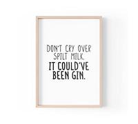 Tongue in Peach Funny Quote Print | Home Prints Banter | Don't Cry Over Spilt Milk It Could've Been Gin | Home Bar | A4 A3 A5 | *FRAME NOT INCLUDED* - A3 - PBH9