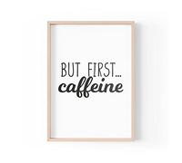 Tongue in Peach Funny Quote Print | Home Prints | But First Caffeine | Typography Kitchen Tea Coffee Corner Tired | A4 A3 A5 | *FRAME NOT INCLUDED* - A3 - PBH30