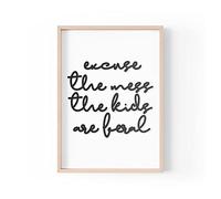 Tongue in Peach Funny Quote Print | Home Prints | Excuse The Mess The Kids Are Feral | Typography Family Home Kids | A4 A3 A5 | *FRAME NOT INCLUDED* - A5 - PBH23