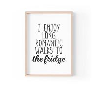 Tongue in Peach Funny Quote Print | Home Prints | I Enjoy Long Romantic Walks To The Fridge | Typography Kitchen | A4 A3 A5 | *FRAME NOT INCLUDED* - A3 - PBH28