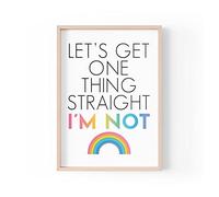 Tongue in Peach Funny Quote Print | Home Prints | Let's Get One Thing Straight I'm Not | Aesthetic Wall Art Lgbtq Gay A4 A3 A5 *FRAME NOT INCLUDED* - PBH90