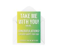 Tongue in Peach Funny Work Leaving Cards Work Coworker Leaving Card Take Me with You Congratulations I'm So Happy for You Comedy Humour Joke Banter | CBH362 White, A5, TIP_Card_CBH362