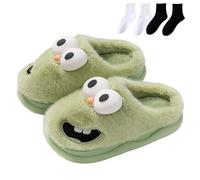 Tongue Kiss Slippers for Women Men, 3D Cartoon Big Eye Dog Slipper Couples, Comfortable and Non-slip (Green, UK, Adult, Women, 11.5, Numeric Range, UK Footwear Size System, 12, Medium)