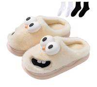 Tongue Kiss Slippers for Women Men, 3D Cartoon Big Eye Dog Slipper Couples, Comfortable and Non-slip (Yellow, UK, Adult, Women, 6, Numeric Range, UK Footwear Size System, 7, Medium)