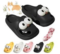 Tongue Kiss Slippers, Tongue Slippers, Big Eye Dog Slippers, Cute Funny 3D Big Eye Cartoon Slippers Sandals Cloud Slides (Black, Adult, Women, 3, Numeric Range, UK Footwear Size System, 3.5, Wide)