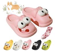 Tongue Kiss Slippers, Tongue Slippers, Big Eye Dog Slippers, Cute Funny 3D Big Eye Cartoon Slippers Sandals Cloud Slides (Pink, Adult, Women, 4.5, Numeric Range, UK Footwear Size System, 5, Wide)