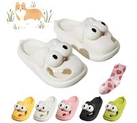 Tongue Kiss Slippers, Tongue Slippers, Big Eye Dog Slippers, Cute Funny 3D Big Eye Cartoon Slippers Sandals Cloud Slides (White, Adult, Women, 3, Numeric Range, UK Footwear Size System, 3.5, Wide)