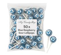Tongue Painter Lollies - 50 Blue Raspberry Lollipops - Individually Wrapped Blue Lollies Sour Sweets - Halal sour lollipops - Children's party sweets - Fun Novelty lolly pops