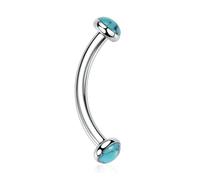 Tongue Piercing Navel Ring 16G Curved Barbell Titanium Eyebrow Ring Nipple Ring Eyebrow Jewellery Belly Bars Rook Daith Earrings Lip Ring Eyebrow Nipple Piercings Jewellery 8mm(Blue Turquoise)