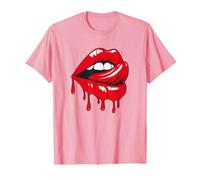 Tongue Red Dripping Lips T-Shirt, Men, Pink, Small
