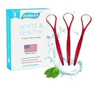 Tongue Scraper (3 pack) 100% BPA Free - Dentist Designed for Fresh Breath - Dr. Nick’s White & Healthy Easy to Use Plastic Tongue Cleaner for Adults (Red White & Blue)