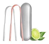 Tongue Scraper Cleaner 2 Pack, Medical Grade 100% Stainless Steel Tongue Cleaner Tool with Travel Case, Replace Tongue Brush for Oral Care, Suitable for Cleaning Bad Breath in Adults and Kids