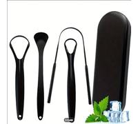 Tongue Scraper Cleaner for Adults & Kids, Medical Grade Metal Tongue Brushes Set for Fresh Breath Dental Eliminate Bad Breath in Seconds (4 pcs)