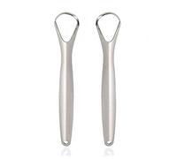 Tongue Scraper Cleaner for Adults Surgical Grade Stainless Steel Metal Tongue Brush Dental Kit Professional Eliminate Bad Breath With Non-synthetic Grip (2Pack)