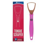 Tongue Scraper - Dental Hygiene Tool, Stainless Steel - Copper Mouth Cleaner Non-Slip Silicone Handle - Helps Fight Bad Breath - Professional Oral Care Accessories (Pink Copper 1 Piece)