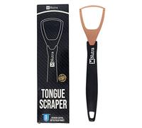Tongue Scraper - Dental Hygiene Tool, Stainless Steel - Copper Mouth Cleaner Non-Slip Silicone Handle - Helps Fight Bad Breath - Professional Oral Care Accessories (Black Copper 1 Piece)