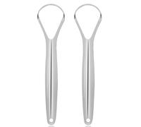 Tongue Scraper for Adults, 2 Pack Tongue Scrapers for Oral Self Care Oral Hygiene and Fresh Breath Stainless Steel Tongue Scrapers Cleaners Reusable Easy to Use