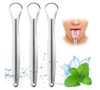 Tongue Scraper for Adults (3 Pack),100% Stainless Steel, Reduce Bad Breath, Tongue Scrubber, Easy to Use, Tongue Cleaner for Oral Care & Hygiene (Type E)