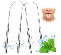 Tongue Scraper for Adults (3 Pack),100% Stainless Steel, Reduce Bad Breath, Tongue Scrubber, Easy to Use, Tongue Cleaner for Oral Care & Hygiene (Type A)