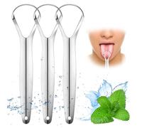 Tongue Scraper for Adults (3 Pack),100% Stainless Steel, Reduce Bad Breath, Tongue Scrubber, Easy to Use, Tongue Cleaner for Oral Care & Hygiene (Type D)