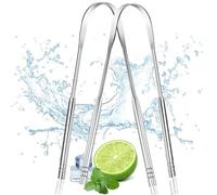 Tongue Scraper for Adults,Shunshi Stainless Steel Tongue Cleaners Reduce Bad Breath 100% Metal Tough Scrapers for Men and Women Hygiene Product ('U' Shape, 2 Pcs)