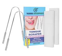 Tongue Scraper for adults With 2 Travel Cases, Reduce Bad Breath, 100% Stainless Steel Tongue Cleaners, Tongue Scrapers Fresher Breath In Seconds (Set Of 2) YASHIKA ENT