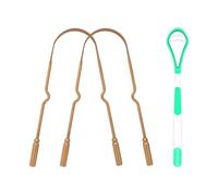 Tongue Scraper Professional Tongue Cleaner for Bad Breath Reusable Stainless Steel Tongue Scrapers for Oral Care,Copper Tongue Scraper,Metal and plastic Tongue Scraper Helps Fight Bad Breath(3pcs)