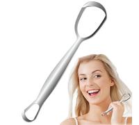 Tongue Scraper - Stainless Cleaner with Fan Shaped Teeth, Durable Hygienic Scrubber for Daily Use, Care Tool for Teens Adults Men Women Family Breath Freshening, 6.1 Inch