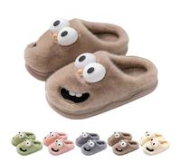 Tongue Slippers Couples, Kissing Slippers for Winter, Fluffy Warm Cute Cartoon Big Eye Dog Slipper, Non-Slip (Brown, 3.5-10.5, Adult, Women, 9.5, Numeric Range, UK Footwear Size System, 10.5, Medium)