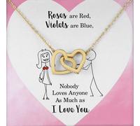TongueOut Shop Interlocking Hearts Necklace Message Card: A Necklace That Speaks of Endless Love - Roses are Red, Violets are Blue
