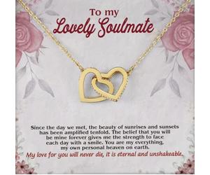 TongueOut Shop Interlocking Hearts Necklace Message Card To My Lovely Soulmate: You Are My Everything, My Own Personal Heaven On Earth