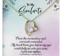 TongueOut Shop Love Beyond Words: Soulmate Forever Love Necklace Message Card, 18k Yellow Gold Finish, Cubic Zirconia