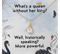 TongueOut Shop What's a Queen Without Her King? Alluring Beauty Necklace Message Card