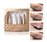 Tongyend Glitter Eyeliner Liquid to Eyeshadow,Diamond Mermaid Waterproof Eyeliner,Liquid Eyeshadow 4 Coloured Set Quick Dry Shimmer White Silver Gold Beauty Cosmetics Makeup For Women-A, 1, 1.5 gram
