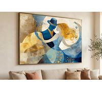 TONGYINLI Abstract Dancing Canvas Wall Art, Blue Gold Romantic Couple Posters and Prints, Modern Love Canvas Painting(50x75cm/Frameless)