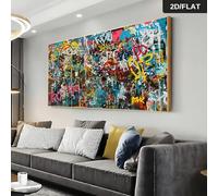 TONGYINLI Abstract Graffiti Artwork Print Modern Decor Painting For Living Room, Colorful Urban Design Posters, Canvas Wall Art 60x120cm Frameless
