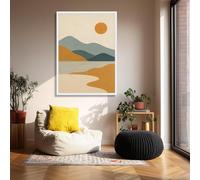 TONGYINLI Abstract Mountain Posters Print, Sunset Lake Scene Canvas Painting, Modern Landscape Wall Art Bohemian Home Wall Decor(70x110cm/Frameless)
