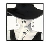 TONGYINLI Abstract Woman In Cap Oli Painting Poster Black And White Minimalism Canvas Prints Wall Art Room Home Decor Picture 45x45cm Frameless