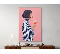 TONGYINLI Abstract Woman Wine Posters Canvas Print - Female Portrait Wall Art for Office Decor Posters and Prints(70x110cm/Internal Frame)