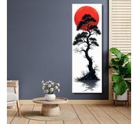 TONGYINLI Black and White Maple Tree Wall Art, Sunset Canvas Art: Japanese Vintage Painting, Retro Print Posters Home Wall Decor(20x60cm/Internal Frame)