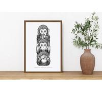 TONGYINLI Black and White Monkey Canvas Painting, Inspirational Quote Posters and Prints for Living Room, Home Wall Decor Artwork(50x75cm/Inner Frame)