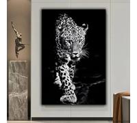 TONGYINLI Black and White Tiger Leopard Canvas Painting Leopard Art Pictures Animal Poster Prints Modular for Living Room Home Decor 40x60cm framework